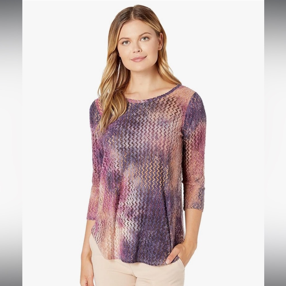 Karen Kane Amber Wave Burnout Shirttail Shirt - Picture 5 of 12